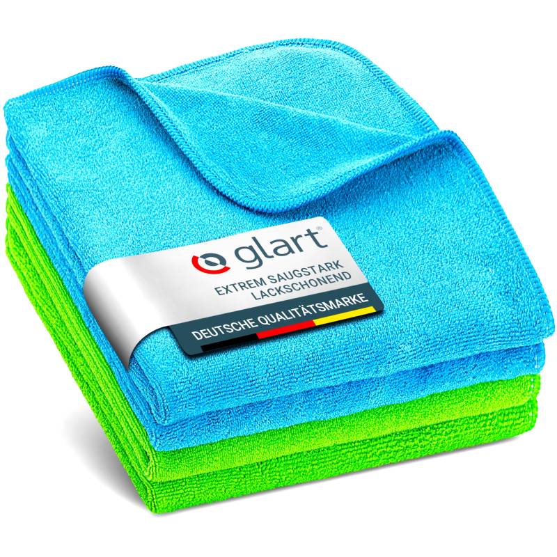 Glart 4448 4er Set superweiche Mikrofasertücher 2 Stück blau 40 x 40 cm von Glart