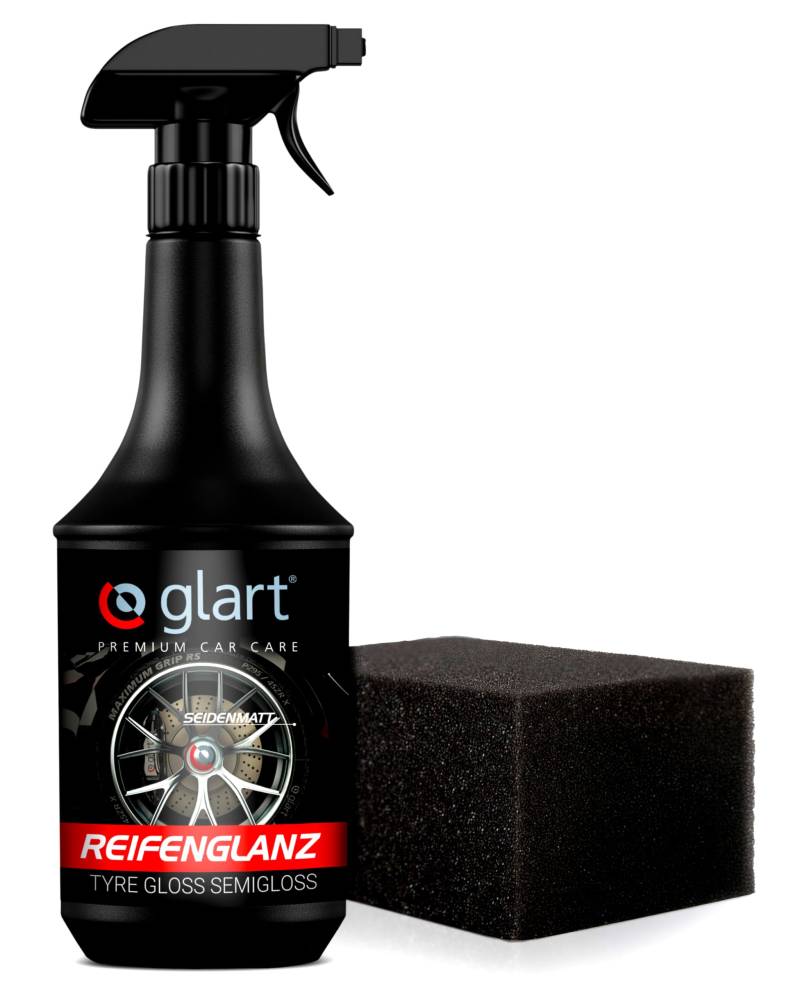 Glart Reifenglanz - Premium Autoreifen Pflege für matten Seidenglanz - 1000ml Autoreifen Glanzspray inkl. Auftragsschwamm für professionelle Auto Aufbereitung - Kunststoffpflege Auto Gummipflege von Glart