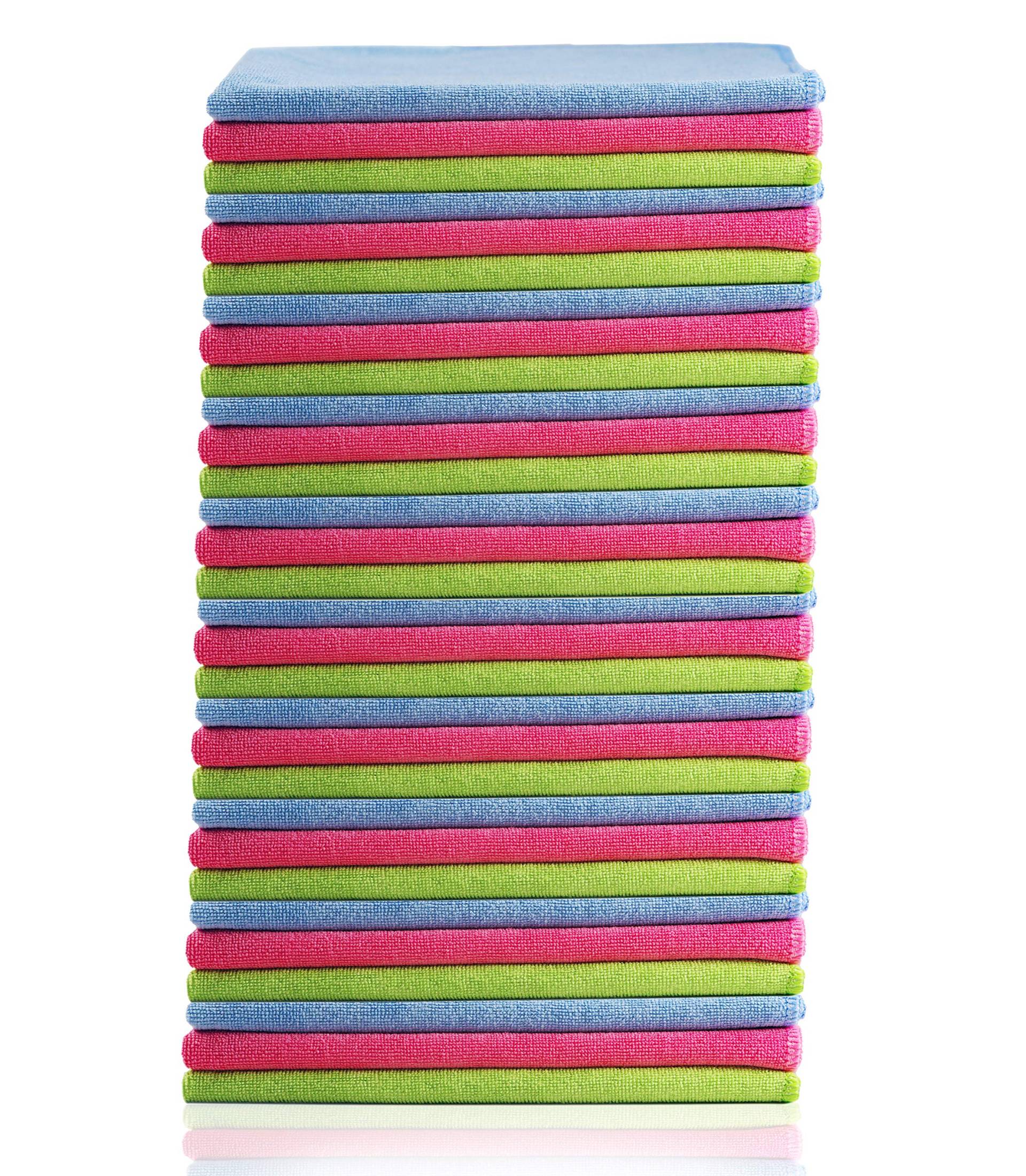 Glart Fusselfreie Mikrofaser-Auto-Reinigungstücher, weich, saugfähig und lackschonend, 40 x 40 cm - Blau, Grün, Rosa (30er-Pack) von Glart
