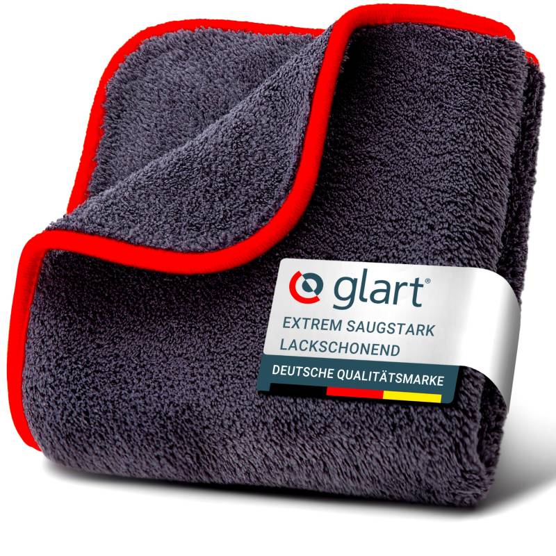 Glart Poliertuch Auto Trockentuch - Premium Mikrofasertuch Auto extra saugstark & Ultra weich - 40x40cm Mikrofasertuch zum kratzfreien Trocknen & Auto polieren - 600 GSM Mikrofaser Trockentuch rot von Glart