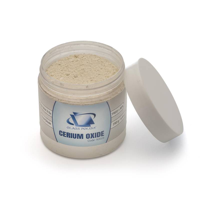GLASS POLISH 250g Cerium Oxide, Ceroxid Feines Glaspolierpulver für Optisches Polieren, Hohe Qualität Glaspoliermittel, Verfeinerte Formel, TREO 95%, 2,5 Mikron, Weiß - GP90003 von Glass Polish