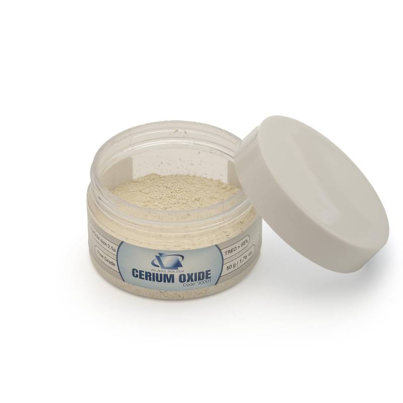 GLASS POLISH 50g Cerium Oxide, Ceroxid Feines Glaspolierpulver für Optisches Polieren, Hohe Qualität Glaspoliermittel, Verfeinerte Formel, TREO 95%, 2,5 Mikron, Weiß - GP90001 von Glass Polish