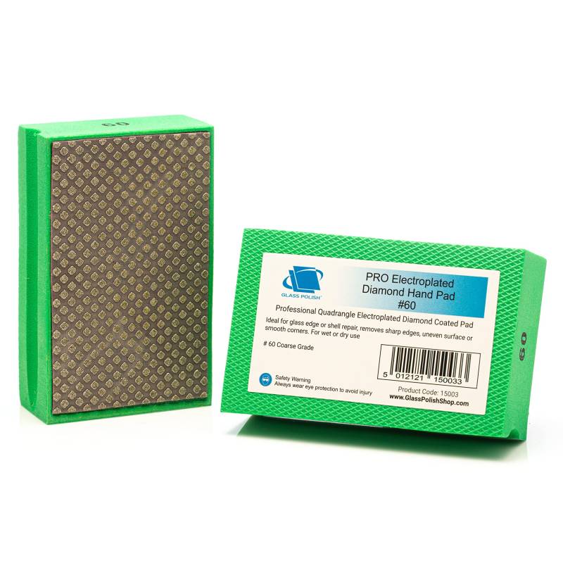 Glass Polish PRO Diamant-Handschleifblock Körnung 60 zum Glätten, Abschleifen, Kantenbearbeiten und Polieren von Glas, Fliesen, Keramik, Marmor, Beton und Metall - 95 x 55 mm von Glass Polish