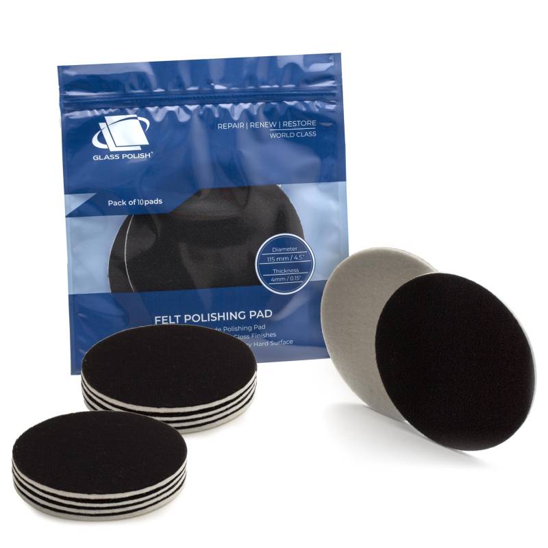 Glass Polish GP11009 Filz-Polierpads zum Polieren von Glas, Kunststoff, Metall und Marmor, 115 mm, 10 Stück von Glass Polish