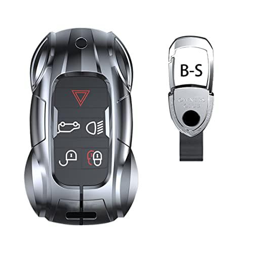 Gleamydot Autoschlüssel Hülle Kompatibel mit Schlüssel Defender Range Land Rover Discovery 4 Evoque XE XFSport Jaguar Smart Fernbedienung Zink Legierung Gehäuse (Land-Rov-B-S) von Gleamydot