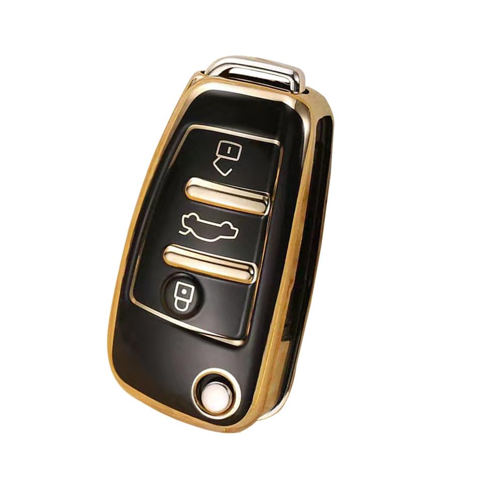 Gleamydot Autoschlüssel Hülle Kompatibel mit Schlüsselhülle Audi A1 A3 A6 TT Q2 Q7 S3 Auto Zubehör (schwarzes Gold) von Gleamydot