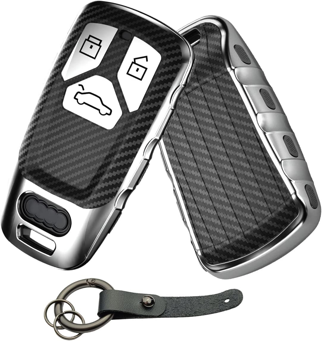 Gleamydot Autoschlüssel Hülle Kompatibel mit Schlüsselhülle Audi A3 A1 A4 B9 TT Q5 TPU Schlüssel Key Cover 3 Tasten Klappschlüssel Auto Schutzhülle (Silber) von Gleamydot