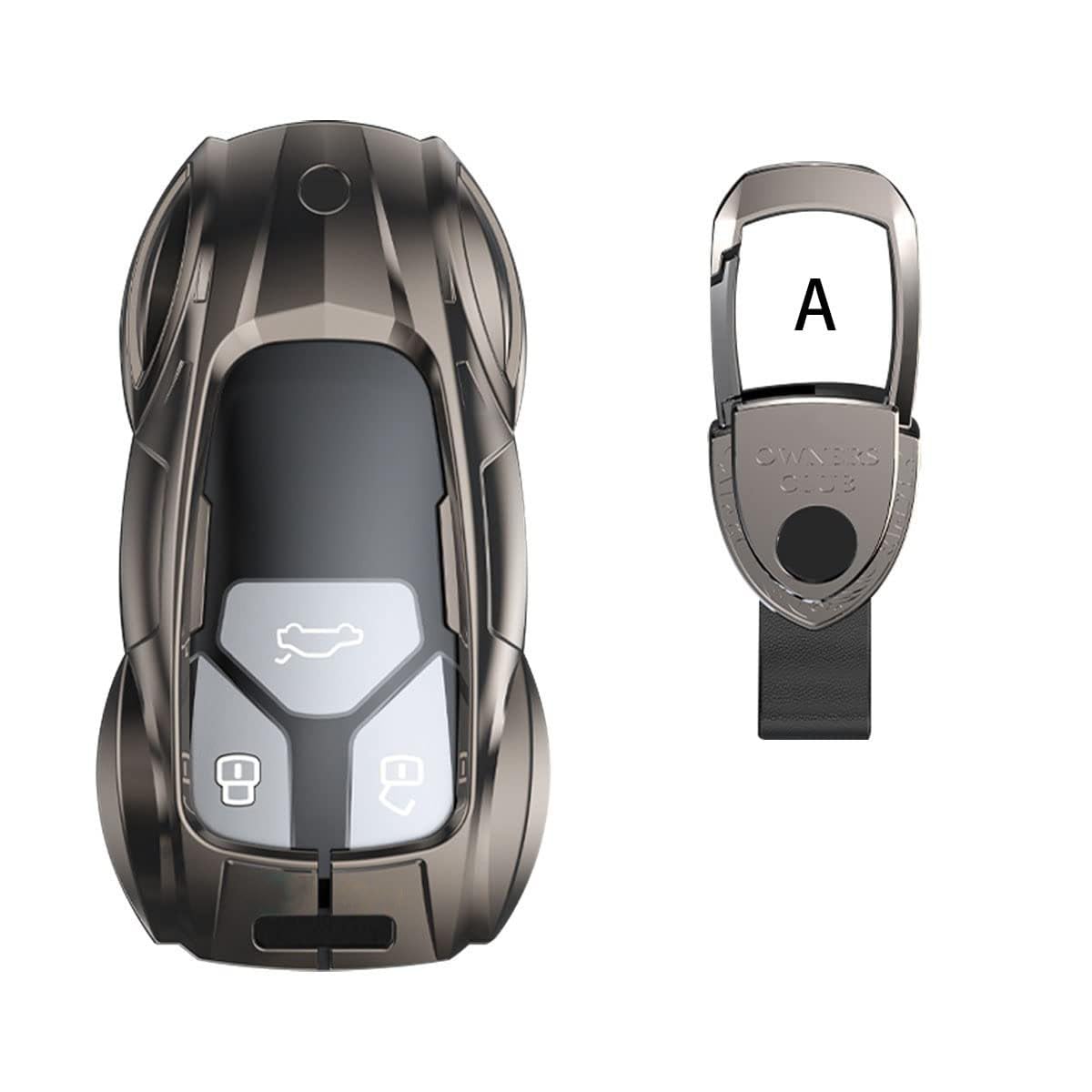 Gleamydot Autoschlüssel Hülle Kompatibel mit Schlüsselhülle Cover Audi A3 A4 A5 A6 A7 A8 Q5 Q8 TT RS4 SQ5 Zinc ​Alloy sportback Schutzhülle Zubehör mit Schlüsselanhänger (A-HUI) von Gleamydot