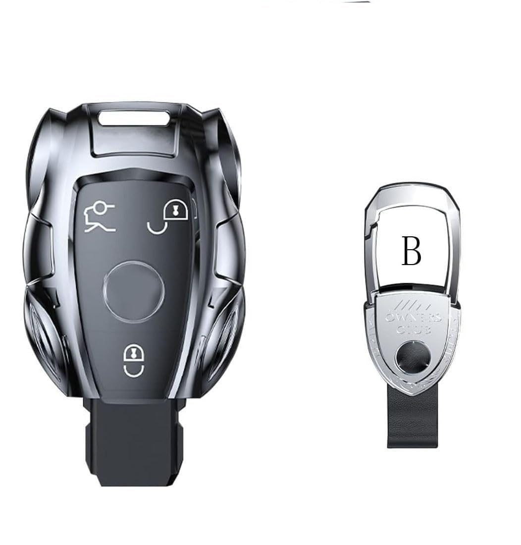 Gleamydot Autoschlüssel Hülle kompatibel mit Schlüsselhülle Cover Mercedes Benz A B C Clase E W203 W204 W205 W210 W211 W212 W221 (B-Silvery) von Gleamydot