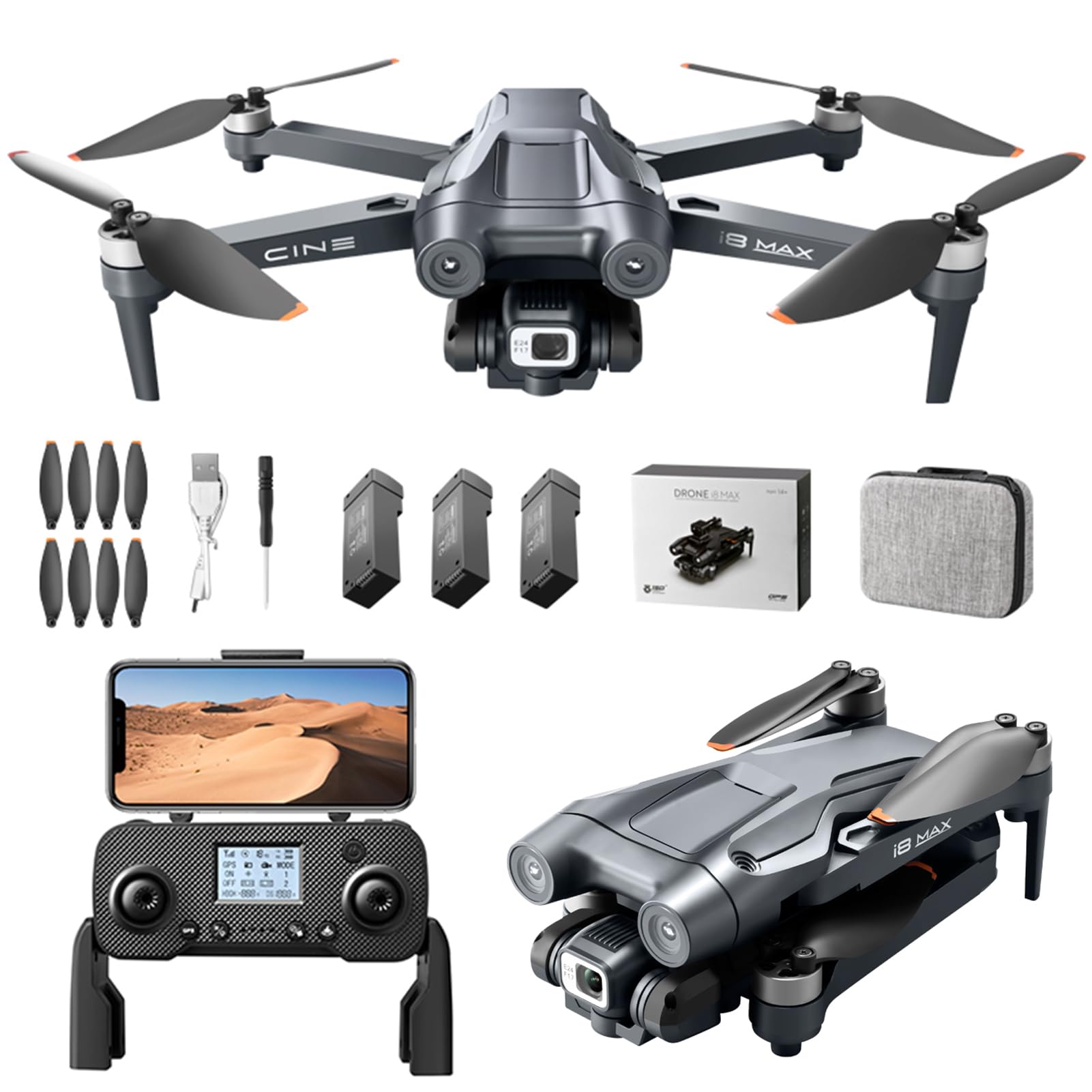 GPS Drohne mit 4K Kamera für Erwachsene, 5G WIFI FPV RC Faltbar Quadcopter, GPS Intelligente Rückkehr, 3 Batterien mit 60 Minuten Flugzeit, 150° ESC-Kamera, Bürstenlosen Motor von Gleto