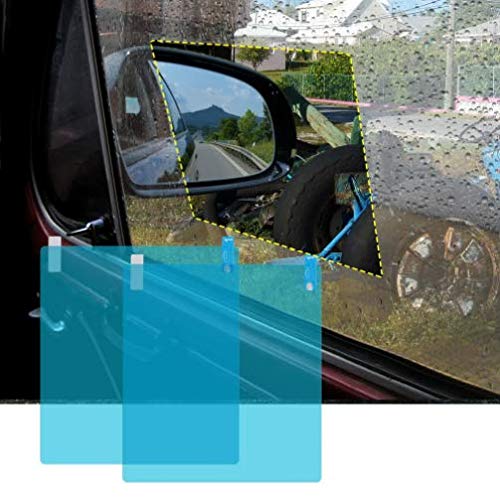 Globents Auto Rückspiegel Regenschutz Folie Antibeschlag Schutzfolie Auto Außenspiegel Wasserdicht Membran Anti-Blendschutz Displayschutzfolie 2 Pack von Globents