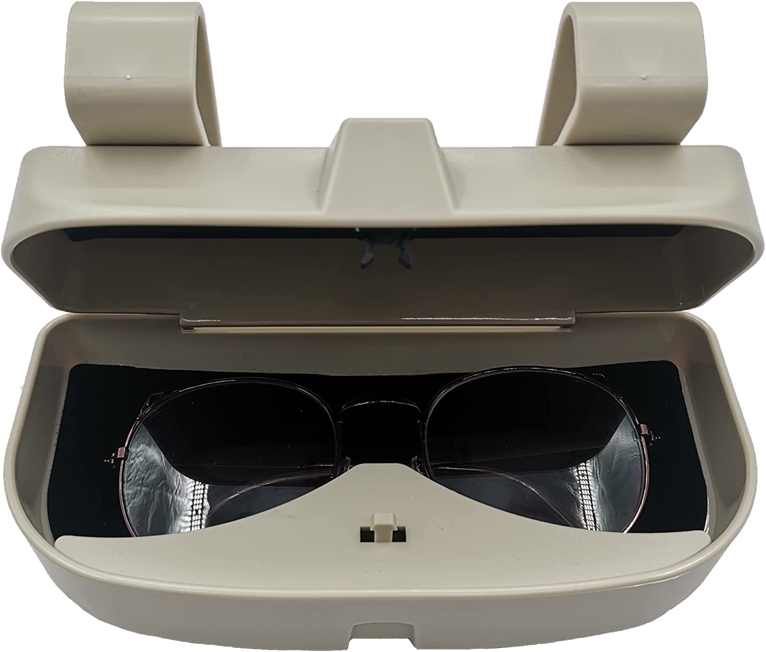 Glorytame Brillenhalter für Auto Sonnenblende, Auto Sonnenbrille Brillenetui Brillenbox Aufbewahrung, Sonnenbrillenhalter Brillenetui,Innenraum Autozubehör Gelten für alle AUT (Beige) von Glorytame