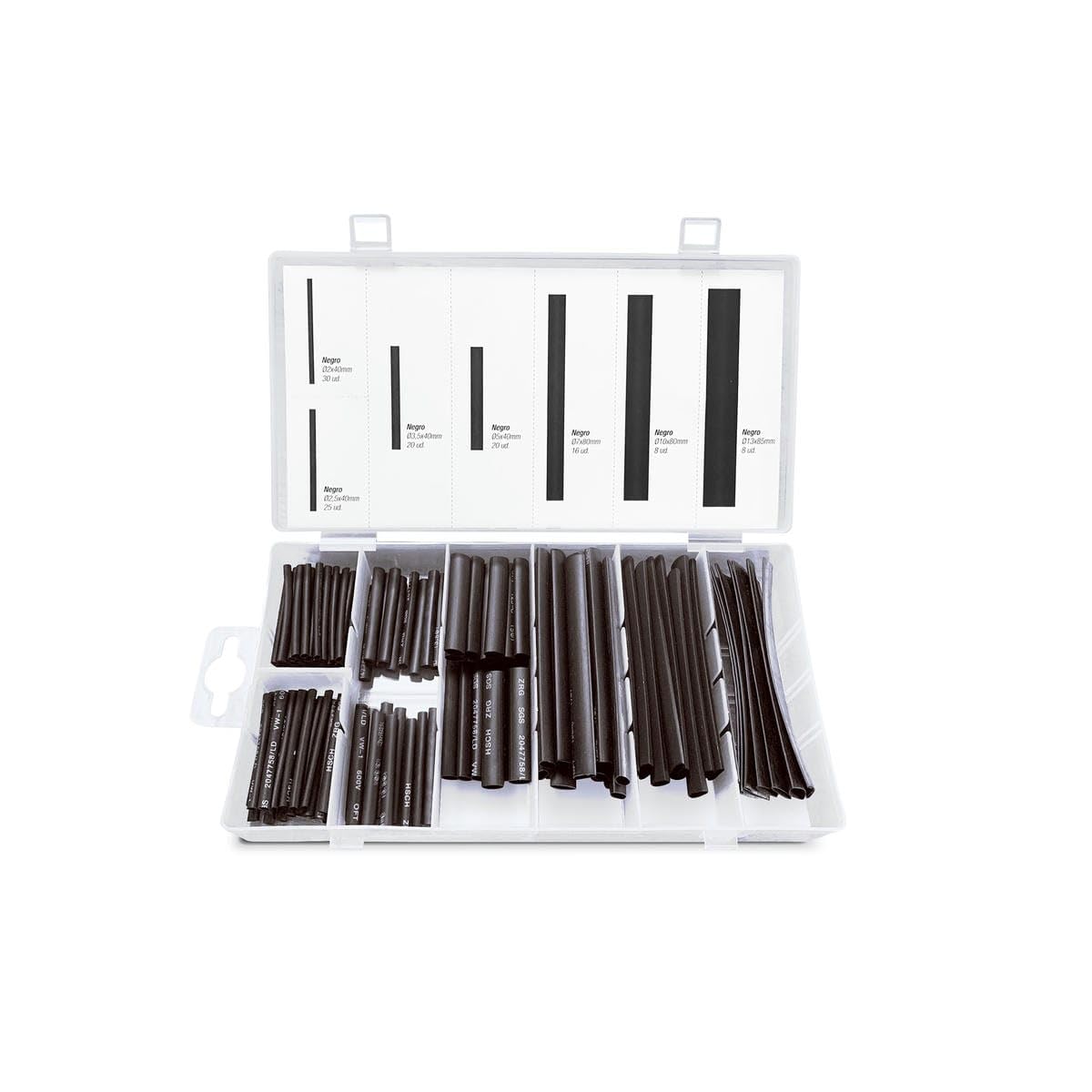 Set mit 127 schwarzen, flexiblen und robusten Schrumpfschläuchen, ideal für elektrische Isolierung und Kabelschutz. Set mit 127 schwarzen, flexiblen und robusten Schrumpfschläuchen, ideal für elektrische Isolierung und Kabelschutz. von Glowster