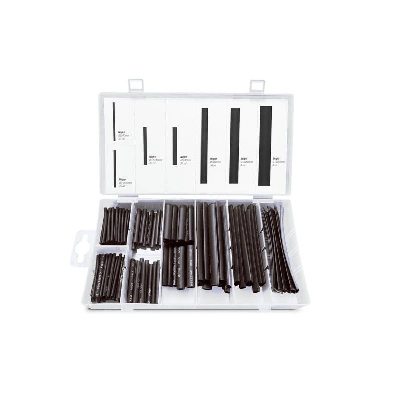 Set mit 127 schwarzen, flexiblen und robusten Schrumpfschläuchen, ideal für elektrische Isolierung und Kabelschutz. von Glowster