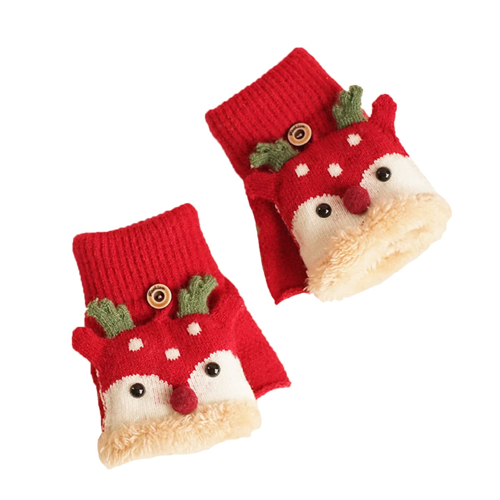 Weihnachten Handschuhe Kinder Halbfinger Fingerlose Fäustlinge Mädchen Jungen Winterhandschuhe Warme Cartoon Dicke Doppelt Fingerhandschuhe Strickhandschuhe Thermohandschuhe mit Klappe, 4-12 Jahre Weihnachten Handschuhe Kinder Halbfinger Fingerlose Fäustlinge Mädchen Jungen Winterhandschuhe Warme Cartoon Dicke Doppelt Fingerhandschuhe Strickhandschuhe Thermohandschuhe mit Klappe, 4-12 Jahre von Glücksvogel