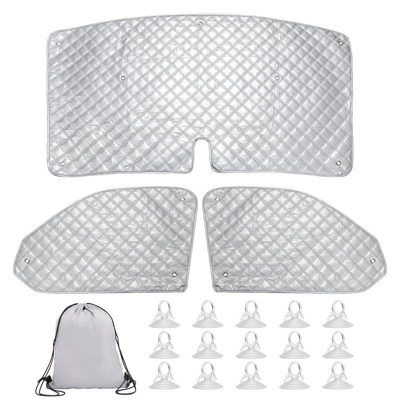Sonnenschutz Auto Für VW T4 T5 T6 Windschutzscheiben-Sonnenschutz Autozubehör 3-teiliger Windschutzscheibenschutz Internes Thermo-Rollo-Fensterabdeckungsset Autofenster Sonnenschutz von Gnshdg