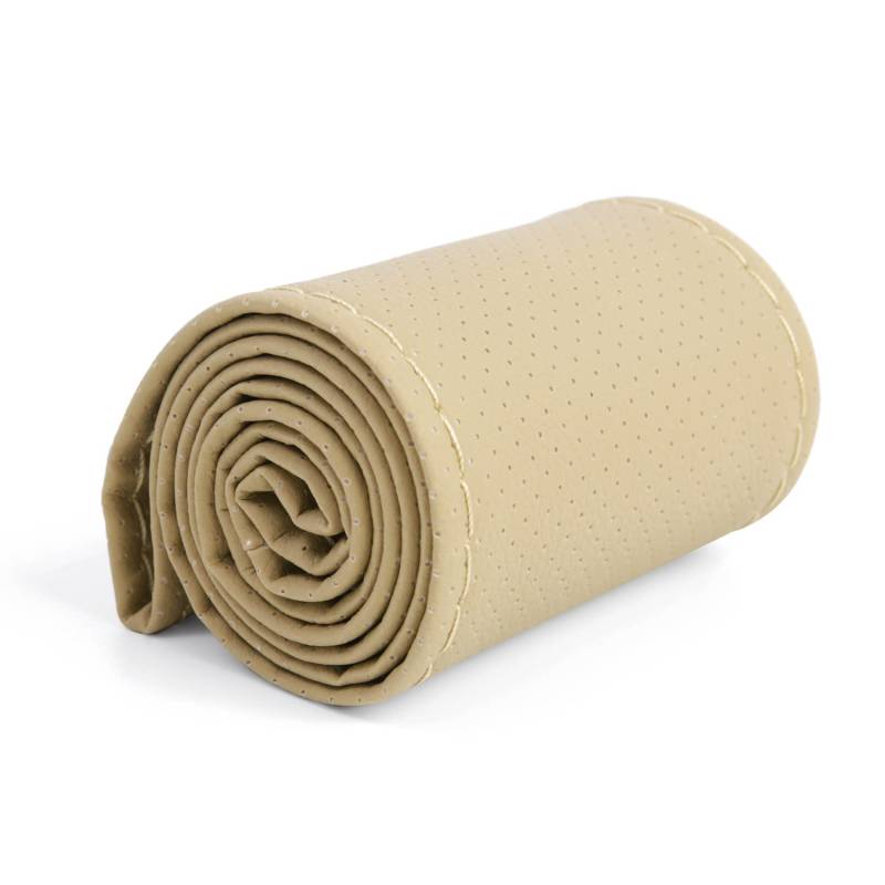 DIY Lenkradhüllen Lenkradbezug Lenkrad Abdeckung Lenkradschutz Lenkradschoner aus Mikrofaser Leder mit Nadel und Faden Anti Rutsch Beige von GoGou