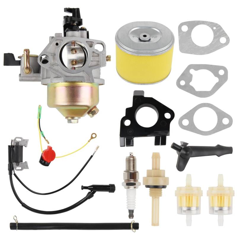 Godimg Vergaser Ersatzsatz mit Zündspule für Honda GX390 GX 390 GX 340 13HP 11HP GX340U1 GX340R1 GX340K1 WT40XK1 WT40XK2, Rasenmäher Generator #16100-ZF6-V01 von Godimg