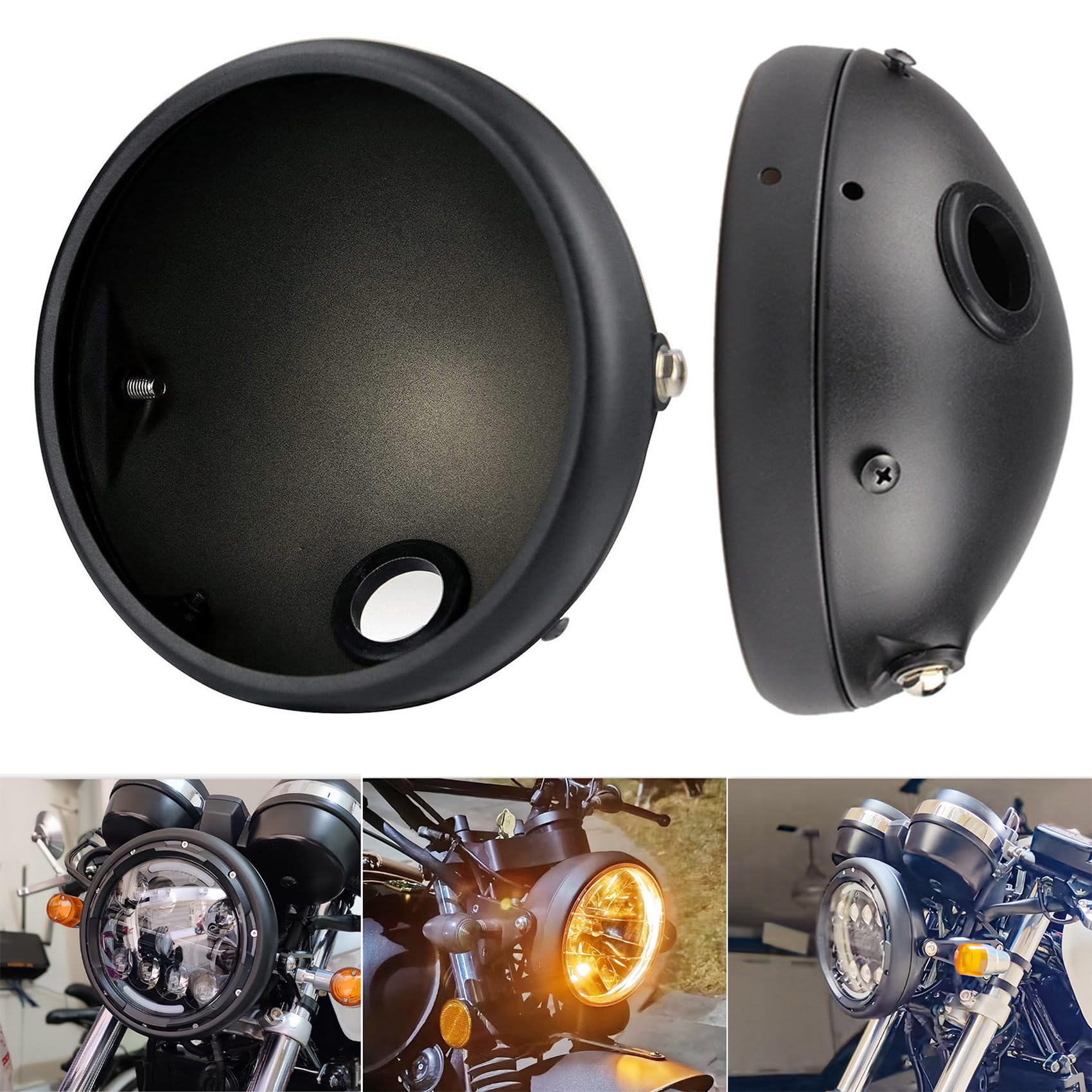 Gokelomg 7 Motorrad Retro LED Scheinwerfer Basis in Schwarz von Gokelomg