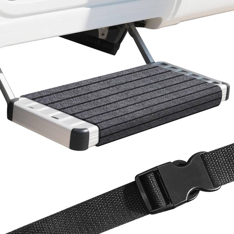 GoldOars Wohnmobil Trittstufen Fußmatte rutschfeste Verstellbare Teppich Fußmatten für Trittstufe mit Schnallenverschluss Camping Trittstufen Matte, Grau von GoldOars