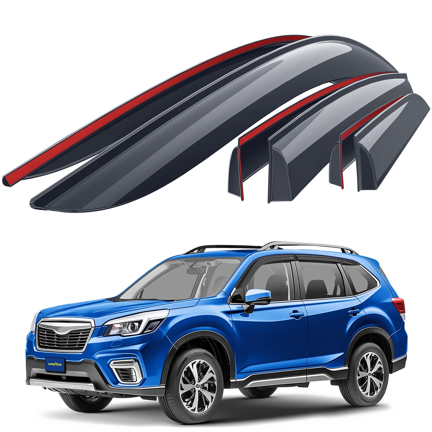 Goodyear Windabweiser für/kompatible mit Subaru Forester 2018-2024 SUV SK V - Stick-on Regenabweiser - Autofenster Regenschutz - Ermöglichen Frischluft - Waschstraßenfest - Einfache Montage 6 Set Goodyear Windabweiser für/kompatible mit Subaru Forester 2018-2024 SUV SK V - Stick-on Regenabweiser - Autofenster Regenschutz - Ermöglichen Frischluft - Waschstraßenfest - Einfache Montage 6 Set von Goodyear