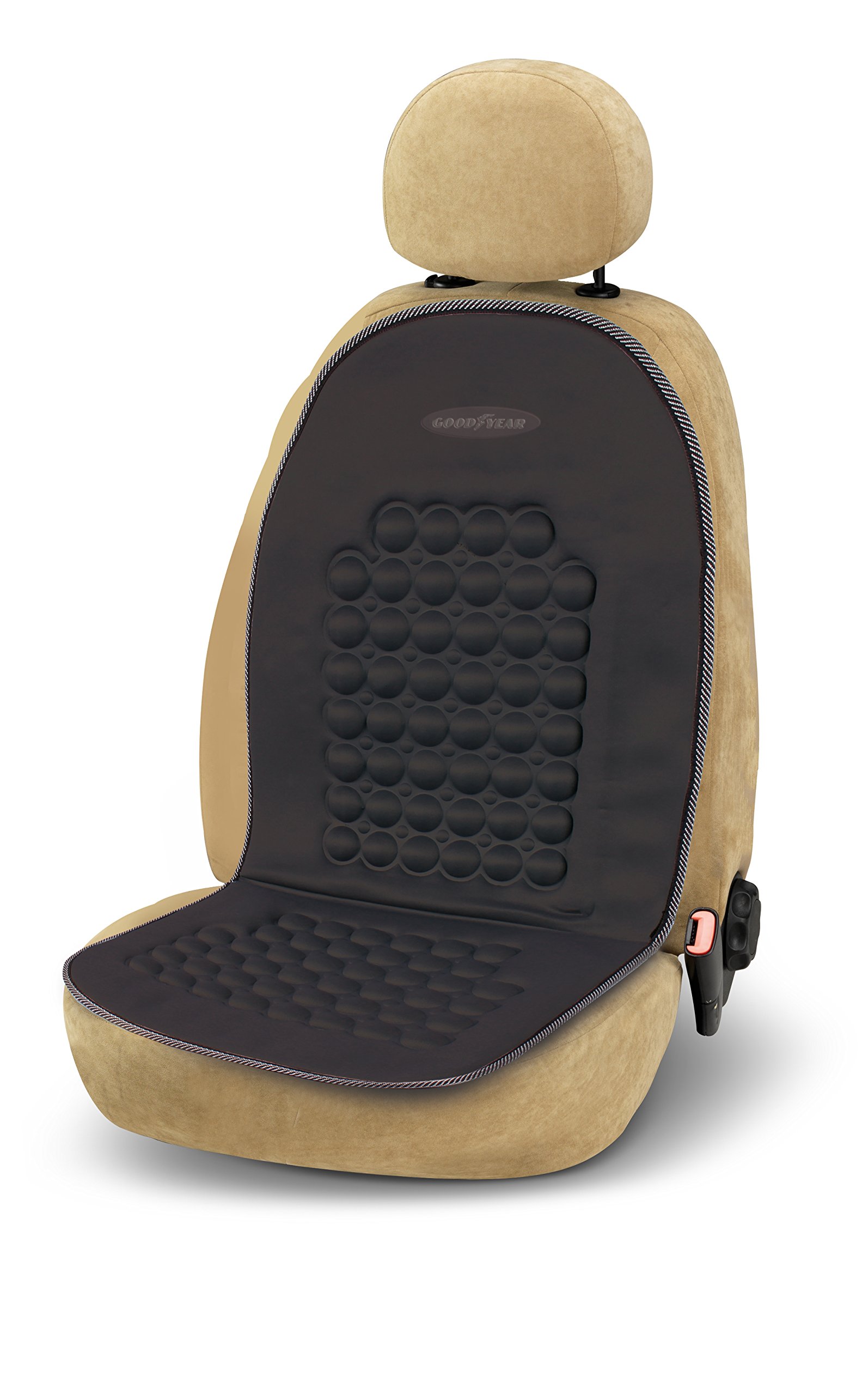 Goodyear 77129 77129: Sitzauflage fürs Auto mit Massagefunktion Magnete und Unterstützung für den Rücken und die Seiten. Schwarz von Goodyear