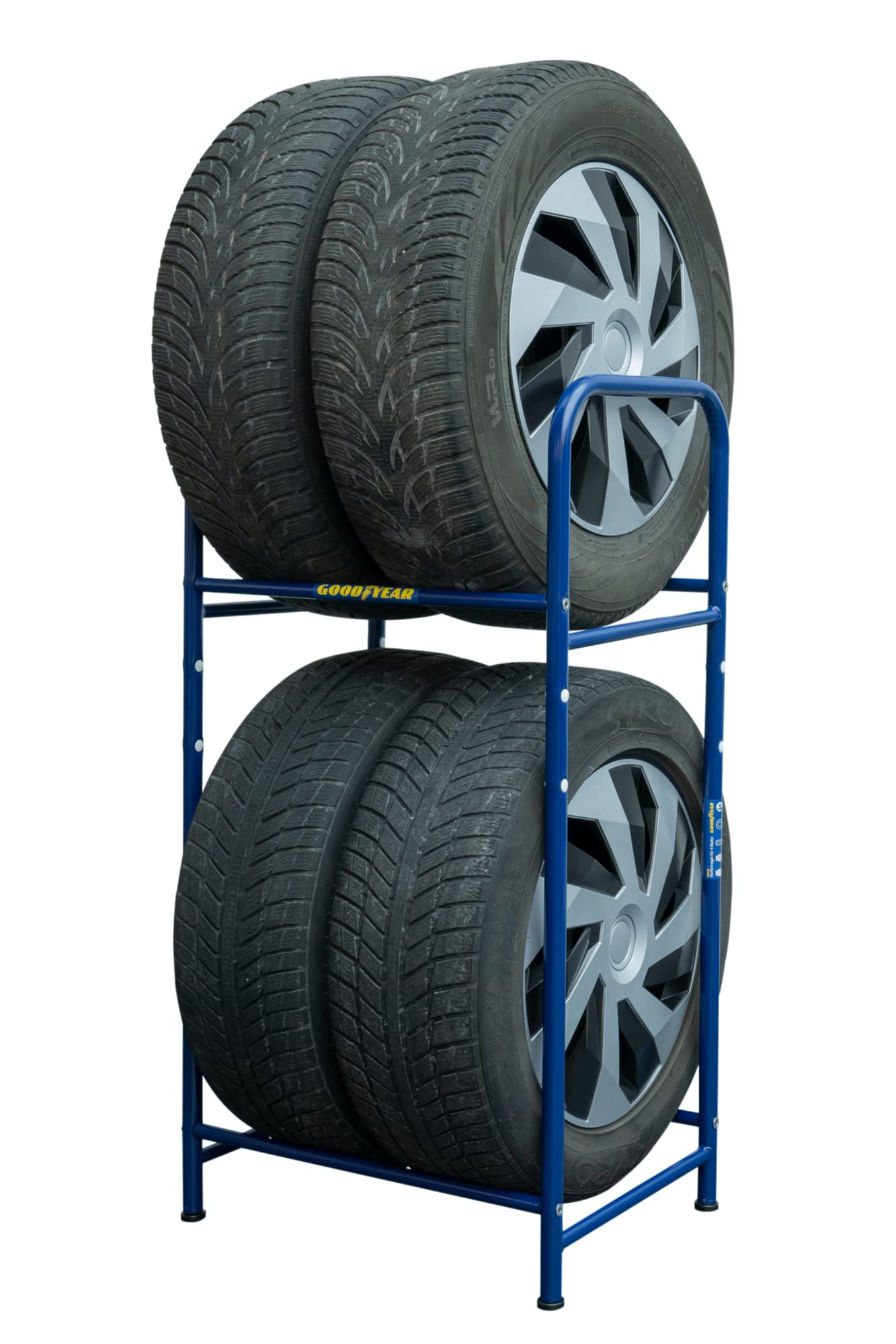 Goodyear Reifenregal für 4 Reifen, platzsparende Aufbewahrung, höhenverstellbar, 2 Ebenen, Tragkraft bis zu 120 kg von Goodyear