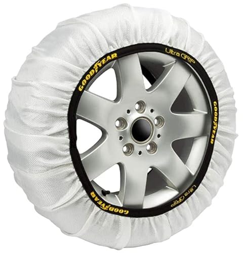 Goodyear Set mit 2 Textil-Schneeketten für Auto, Ultra Grip, Größe XL, speziell für den Betrieb des Fahrzeugs, Textil, Weiß, für R14 - R21 (detaillierte Maße im Innenbereich) Goodyear Set mit 2 Textil-Schneeketten für Auto, Ultra Grip, Größe XL, speziell für den Betrieb des Fahrzeugs, Textil, Weiß, für R14 - R21 (detaillierte Maße im Innenbereich) von Goodyear