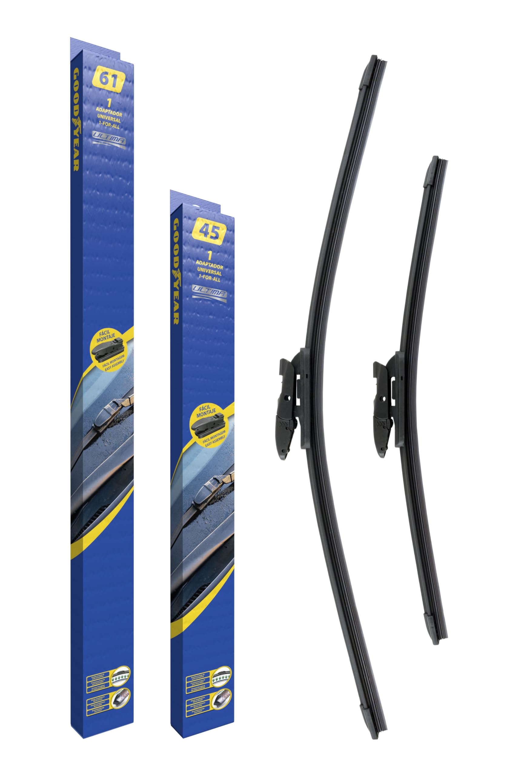 GOODYEAR Ultima Packung mit 2 Scheibenwischerblättern Größe 450 mm und 610 mm / 18” und 24” Universal Hergestellt aus hochwertigem Teflon GOODYEAR Ultima Packung mit 2 Scheibenwischerblättern Größe 450 mm und 610 mm / 18” und 24” Universal Hergestellt aus hochwertigem Teflon von Goodyear