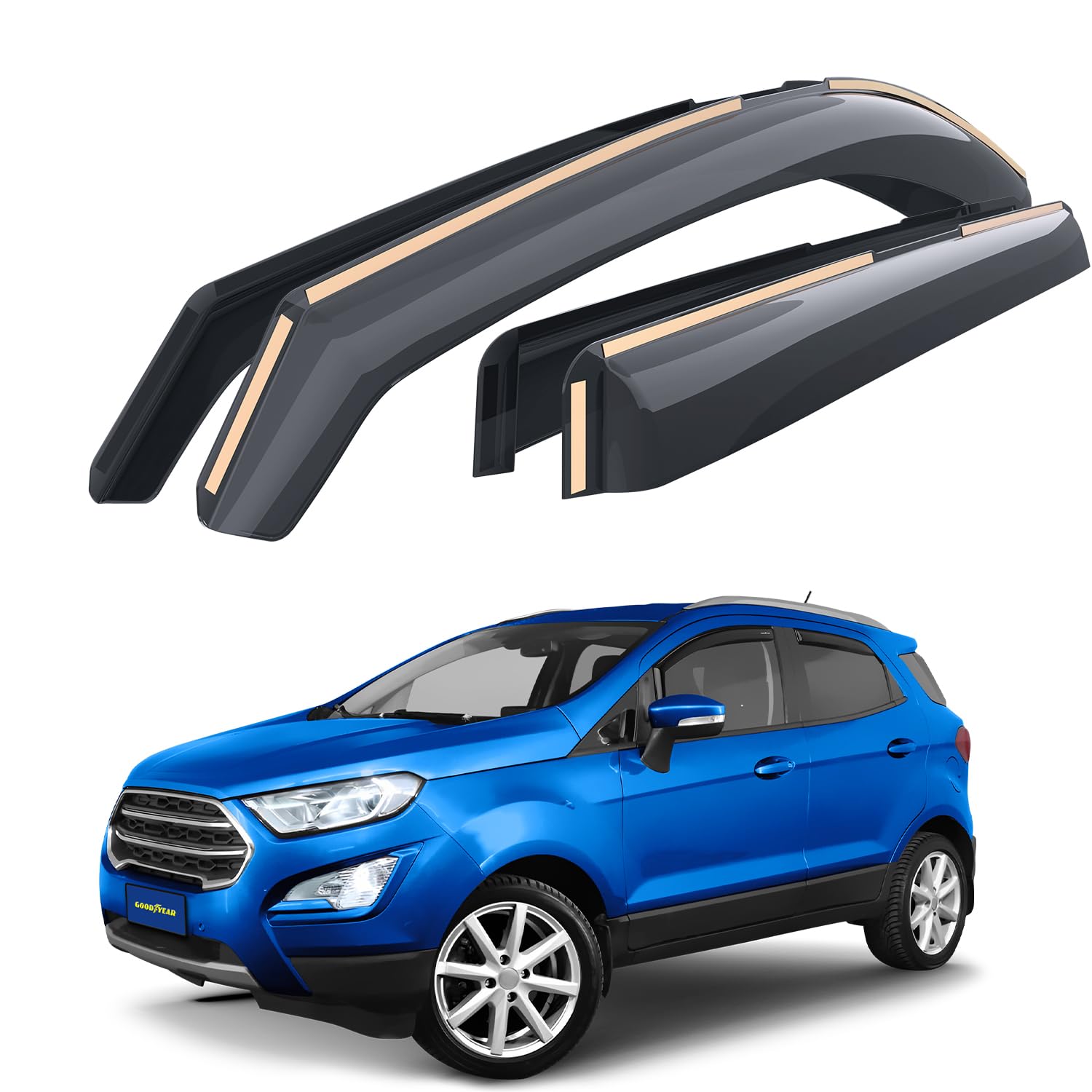 Goodyear Windabweiser für/kompatible mit Ford EcoSport 2013-2024. Autofenster Regenschutz, Regenabweiser, Integrierte Deflektoren, 4 Stück von Goodyear