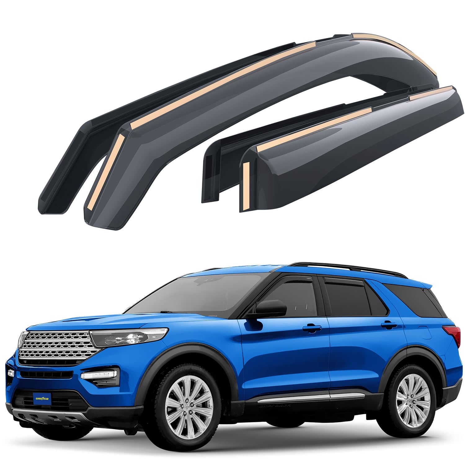 Goodyear Windabweiser für/kompatible mit Ford Explorer 2020-2024 SUV, Autofenster Regenschutz, Regenabweiser, Integrierte Deflektoren, 4 Stück von Goodyear