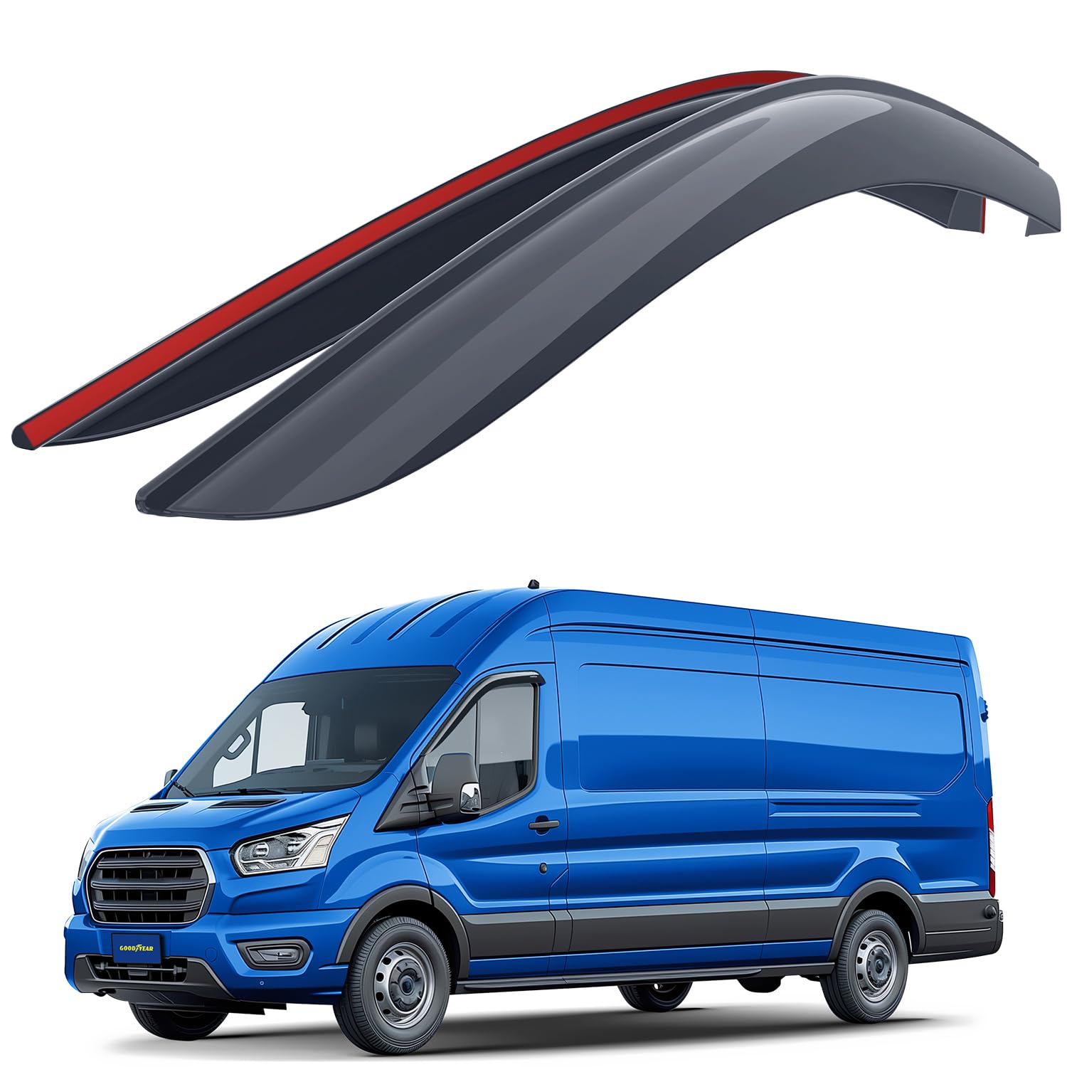 Goodyear Windabweiser für/kompatible mit Ford Transit 2013-2025 Van (VIII) - Stick-on Regenabweiser - Autofenster Sonnen-& Regenschutz - Windabweiser Autofenster - Einfache Montage - Garantie 2 Set Goodyear Windabweiser für/kompatible mit Ford Transit 2013-2025 Van (VIII) - Stick-on Regenabweiser - Autofenster Sonnen-& Regenschutz - Windabweiser Autofenster - Einfache Montage - Garantie 2 Set von Goodyear