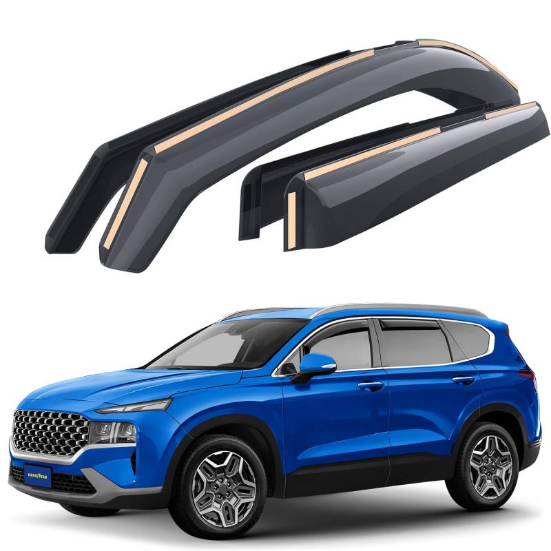 Goodyear Windabweiser für/kompatible mit Hyundai Santa Fe SUV 2018-2024 IV- Integrierte Regenabweiser - Autofenster Regenschutz - Ermöglichen Frischluft - Waschstraßenfest - Einfache Montage 4 Set von Goodyear