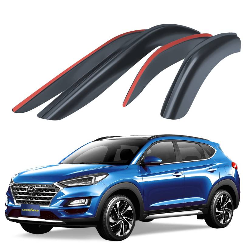Goodyear Windabweiser für/kompatible mit Hyundai Tucson 2015-2020 Autofenster Regenschutz, Regenabweiser, Anklebbare Deflektoren, 4 Stück,Dunkel rauchig von Goodyear