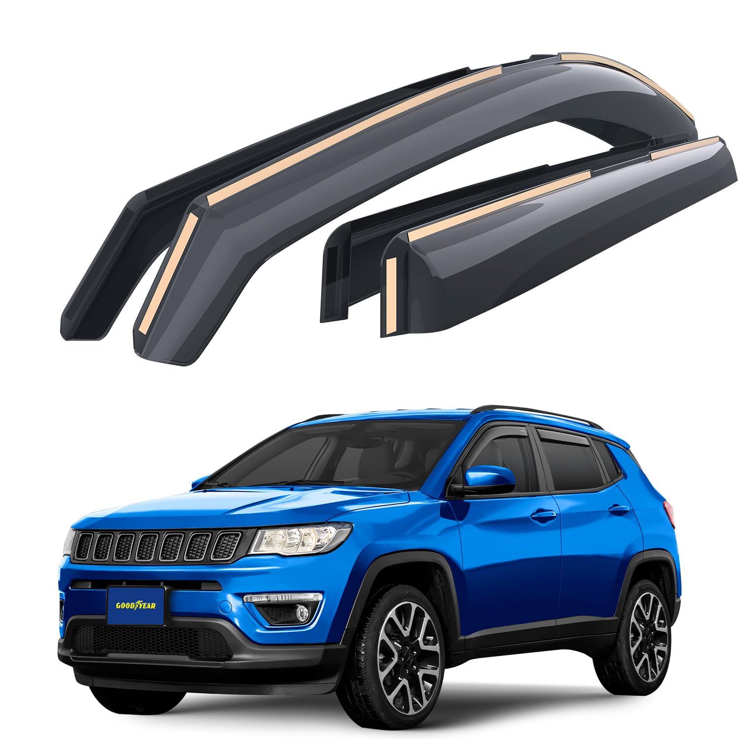 Goodyear Windabweiser für/kompatible mit Jeep Compass 2016-2024 SUV, Autofenster Regenschutz, Regenabweiser, Integrierte Deflektoren, 4 Stück von Goodyear