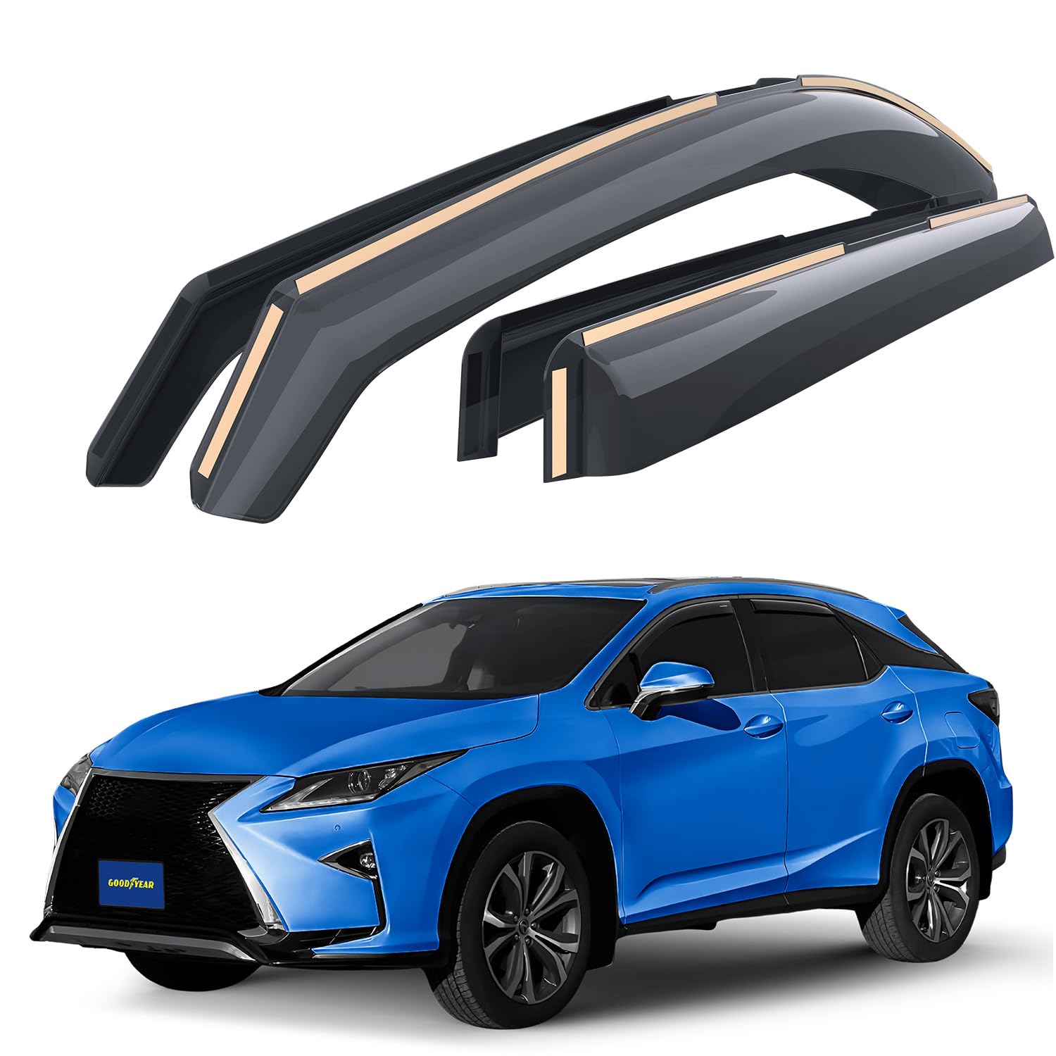 Goodyear Windabweiser für/kompatible mit Lexus RX 2015-2023 SUV - Integrierte Regenabweiser - Autofenster Regenschutz - Ermöglichen Frischluft - Waschstraßenfest - Einfache Montage 4 Set Goodyear Windabweiser für/kompatible mit Lexus RX 2015-2023 SUV - Integrierte Regenabweiser - Autofenster Regenschutz - Ermöglichen Frischluft - Waschstraßenfest - Einfache Montage 4 Set von Goodyear