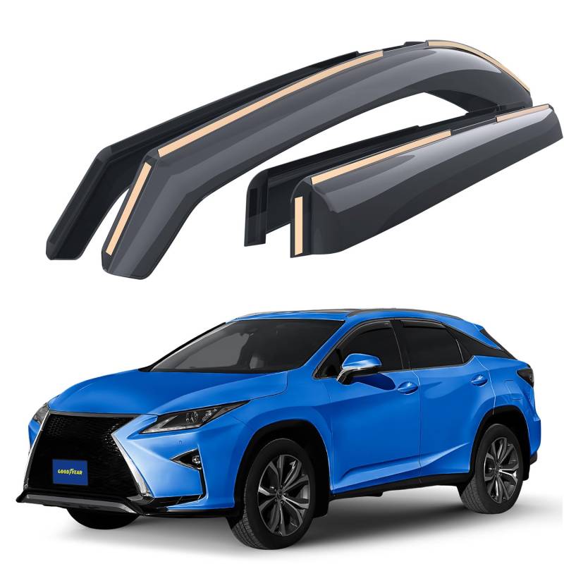 Goodyear Windabweiser für/kompatible mit Lexus RX 2015-2023 SUV - Integrierte Regenabweiser - Autofenster Regenschutz - Ermöglichen Frischluft - Waschstraßenfest - Einfache Montage 4 Set von Goodyear