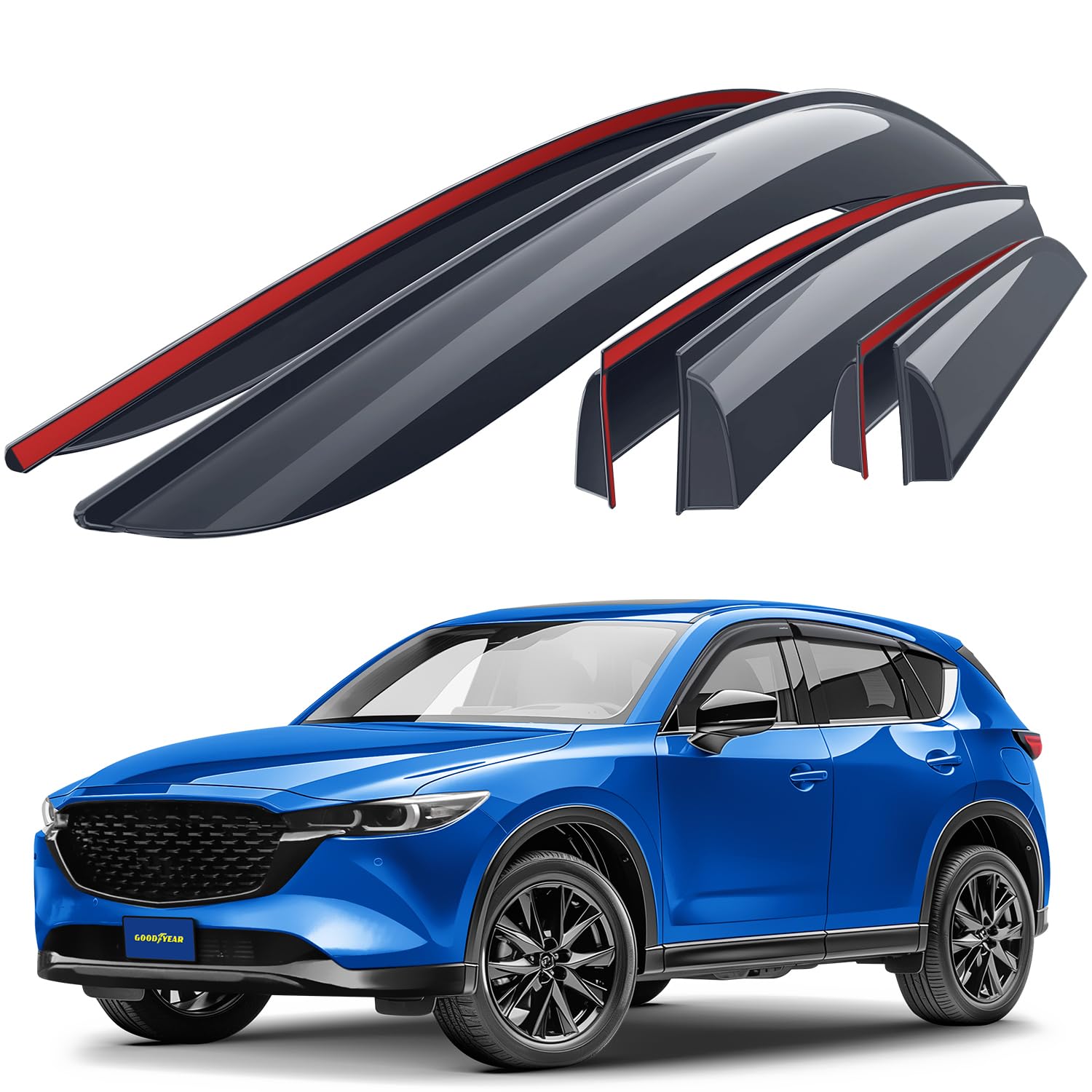 Goodyear Windabweiser für/kompatible mit Mazda CX-5 2017-2025 (II) KF- Stick-on Regenabweiser - Autofenster Regenschutz - Ermöglichen Frischluft - Waschstraßenfest - Einfache Montage 6 Set Goodyear Windabweiser für/kompatible mit Mazda CX-5 2017-2025 (II) KF- Stick-on Regenabweiser - Autofenster Regenschutz - Ermöglichen Frischluft - Waschstraßenfest - Einfache Montage 6 Set von Goodyear