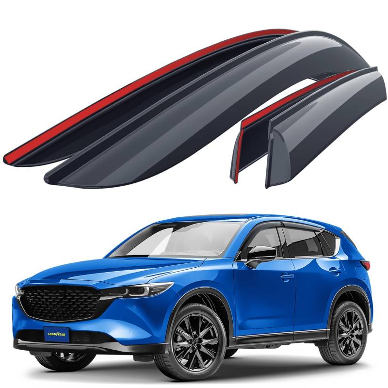 Goodyear Windabweiser für/kompatible mit Mazda CX-5 2017-2025(II) KF - Stick-on Regenabweiser - Autofenster Regenschutz - Ermöglichen Frischluft - Waschstraßenfest - Einfache Montage 4 Set DR von Goodyear