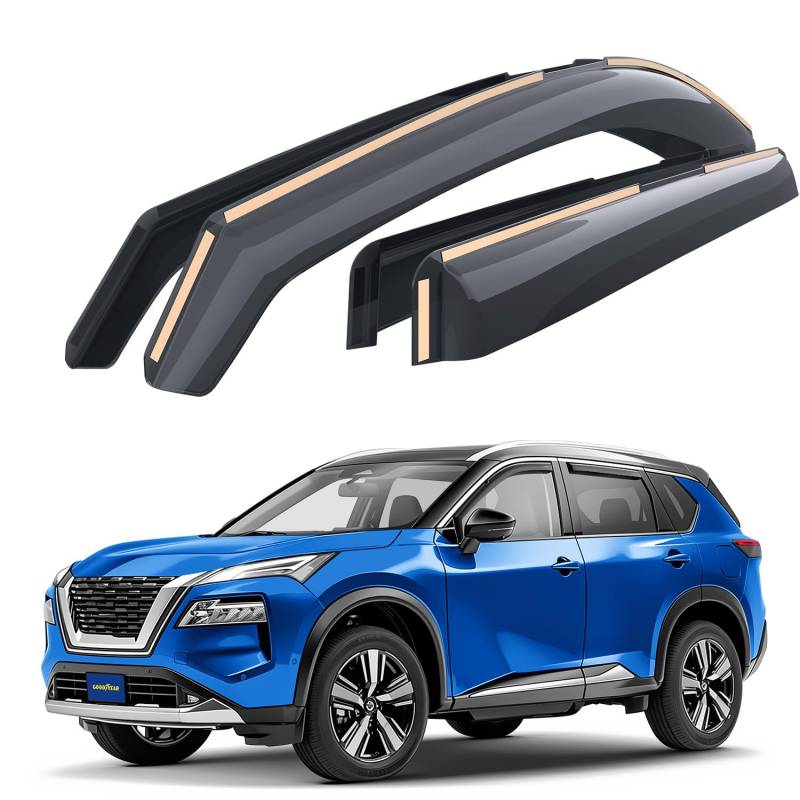 Goodyear Windabweiser für/kompatible mit Nissan X-Trail 2022-2025 (IV) - Integrierte Regenabweiser - Autofenster Regenschutz - Ermöglichen Frischluft - Waschstraßenfest - Einfache Montage 4 Set von Goodyear