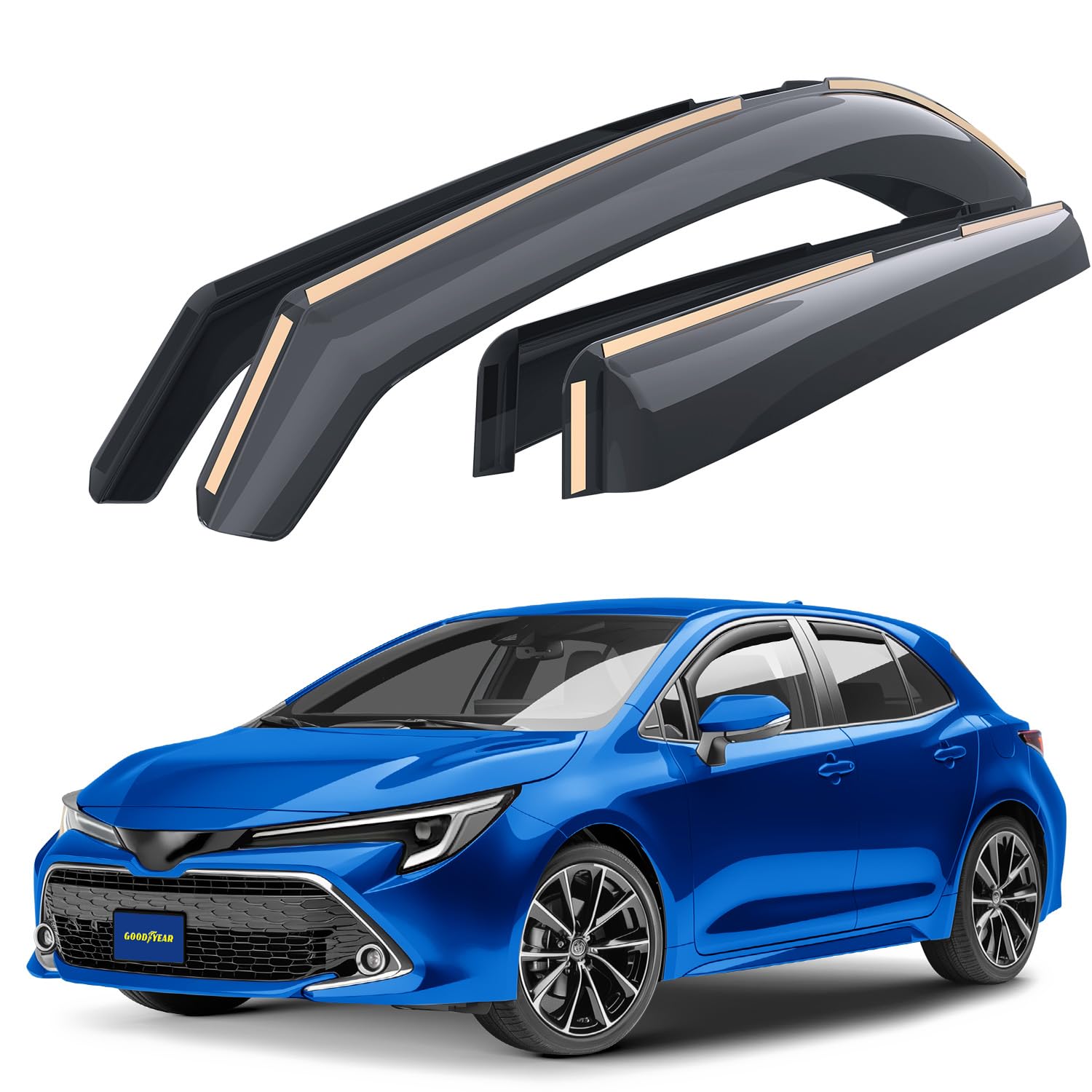 Goodyear Windabweiser für/kompatible mit Toyota Corolla Schrägheck 2018-2025 - Integrierte Regenabweiser - Autofenster Regenschutz - Ermöglichen Frischluft - Waschstraßenfest - Einfache Montage 4 Set von Goodyear