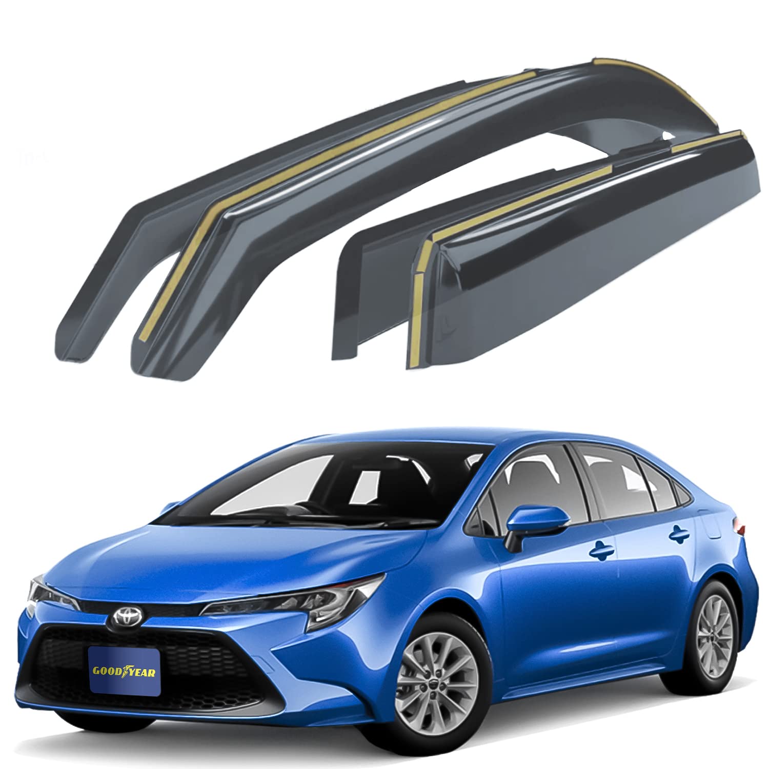 Goodyear Windabweiser für/kompatible mit Toyota Corolla 2018-2025 nur Sedan- Integrierte Regenabweiser - Autofenster Regenschutz - Ermöglichen Frischluft - Waschstraßenfest - Einfache Montage 4 Set Goodyear Windabweiser für/kompatible mit Toyota Corolla 2018-2025 nur Sedan- Integrierte Regenabweiser - Autofenster Regenschutz - Ermöglichen Frischluft - Waschstraßenfest - Einfache Montage 4 Set von Goodyear