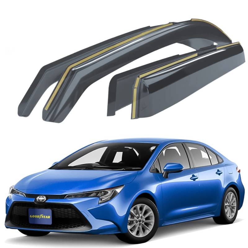 Goodyear Windabweiser für/kompatible mit Toyota Corolla 2018-2025 nur Sedan- Integrierte Regenabweiser - Autofenster Regenschutz - Ermöglichen Frischluft - Waschstraßenfest - Einfache Montage 4 Set von Goodyear