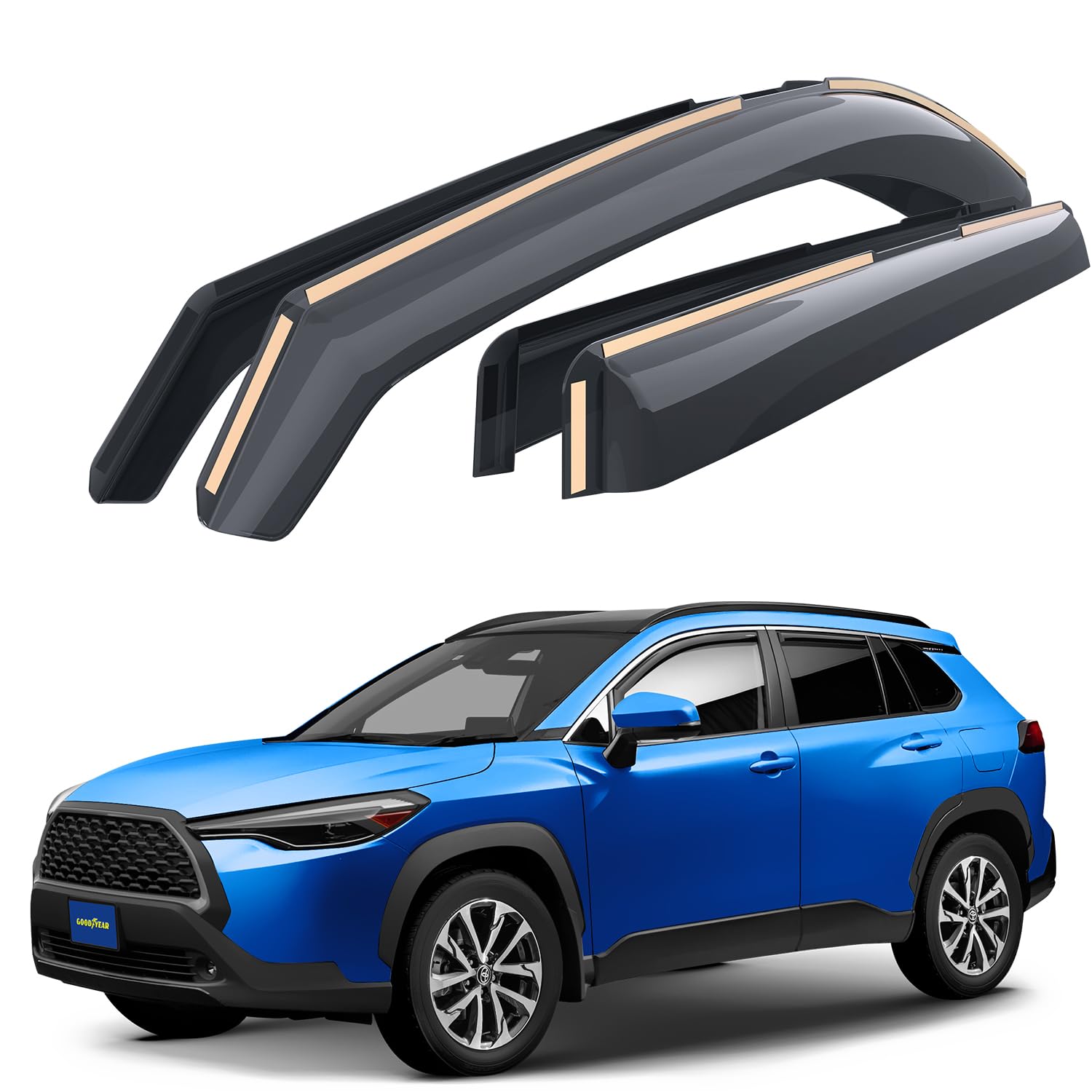 Goodyear Windabweiser für/kompatible mit Toyota Corolla Cross 2022-2025 - Integrierte Regenabweiser - Autofenster Regenschutz - Ermöglichen Frischluft - Waschstraßenfest - Einfache Montage 4 Set Goodyear Windabweiser für/kompatible mit Toyota Corolla Cross 2022-2025 - Integrierte Regenabweiser - Autofenster Regenschutz - Ermöglichen Frischluft - Waschstraßenfest - Einfache Montage 4 Set von Goodyear