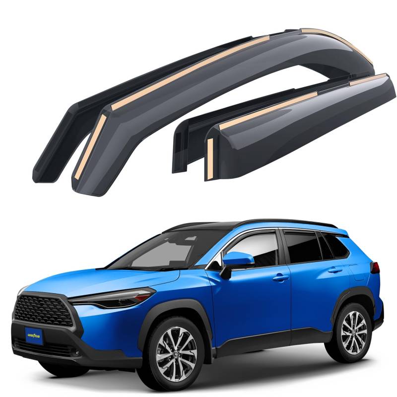 Goodyear Windabweiser für/kompatible mit Toyota Corolla Cross 2022-2025 - Integrierte Regenabweiser - Autofenster Regenschutz - Ermöglichen Frischluft - Waschstraßenfest - Einfache Montage 4 Set von Goodyear