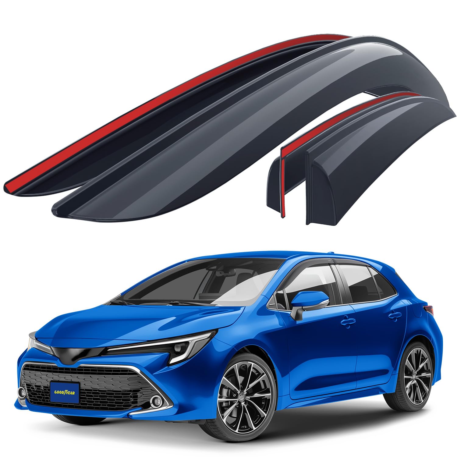 Goodyear Windabweiser für/kompatible mit Toyota Corolla Schrägheck 2018-2025 - Stick-on Regenabweiser - Autofenster Regenschutz - Ermöglichen Frischluft - Waschstraßenfest - Einfache Montage 4 Set Goodyear Windabweiser für/kompatible mit Toyota Corolla Schrägheck 2018-2025 - Stick-on Regenabweiser - Autofenster Regenschutz - Ermöglichen Frischluft - Waschstraßenfest - Einfache Montage 4 Set von Goodyear