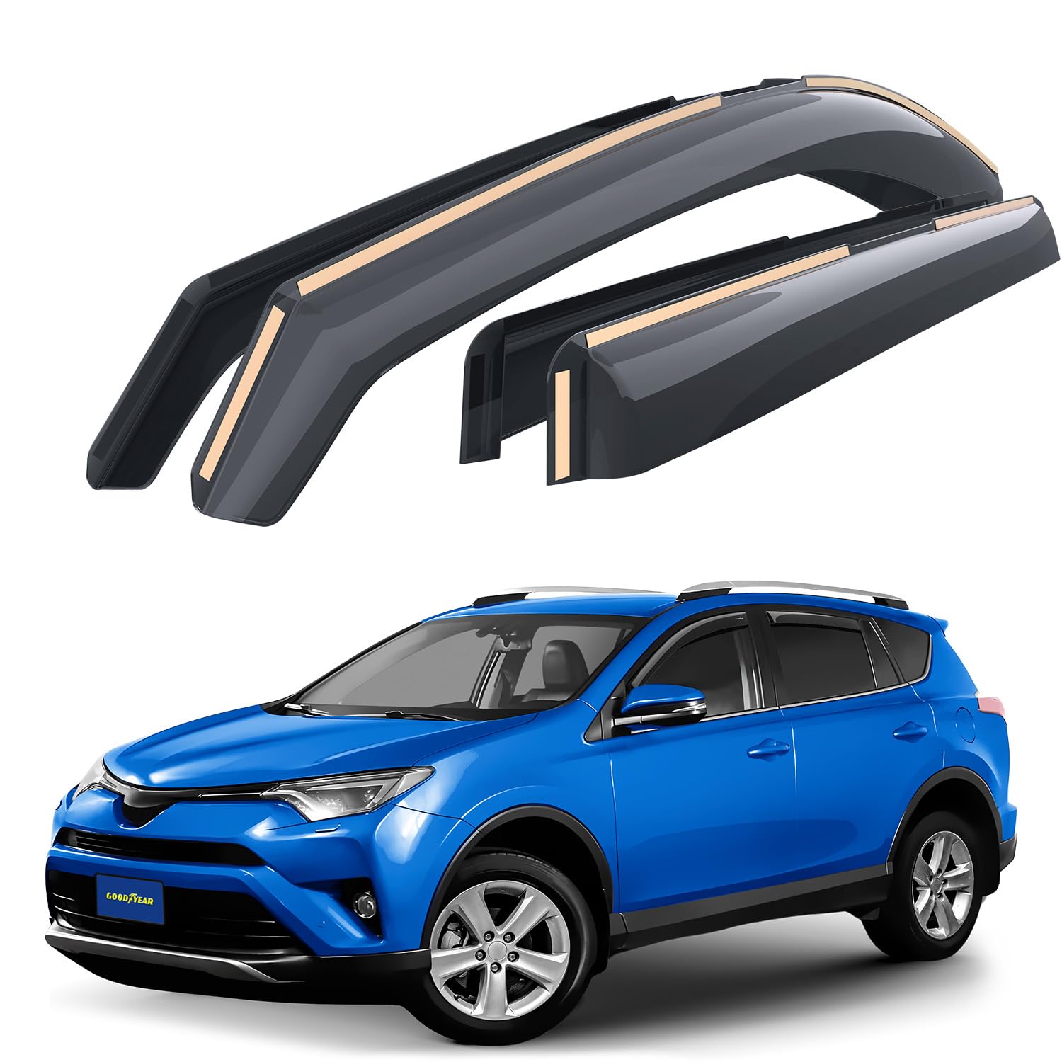 Goodyear Windabweiser für/kompatible mit Toyota RAV4 2013-2018 (IV) - Integrierte Regenabweiser - Autofenster Regenschutz - Ermöglichen Frischluft - Waschstraßenfest - Einfache Montage 4 Set Goodyear Windabweiser für/kompatible mit Toyota RAV4 2013-2018 (IV) - Integrierte Regenabweiser - Autofenster Regenschutz - Ermöglichen Frischluft - Waschstraßenfest - Einfache Montage 4 Set von Goodyear