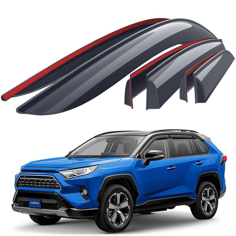 Goodyear Windabweiser für/kompatible mit Toyota RAV4 2019-2025 (V) - Stick-on Regenabweiser - Autofenster Regenschutz - Ermöglichen Frischluft - Waschstraßenfest - Einfache Montage 6 Set R von Goodyear