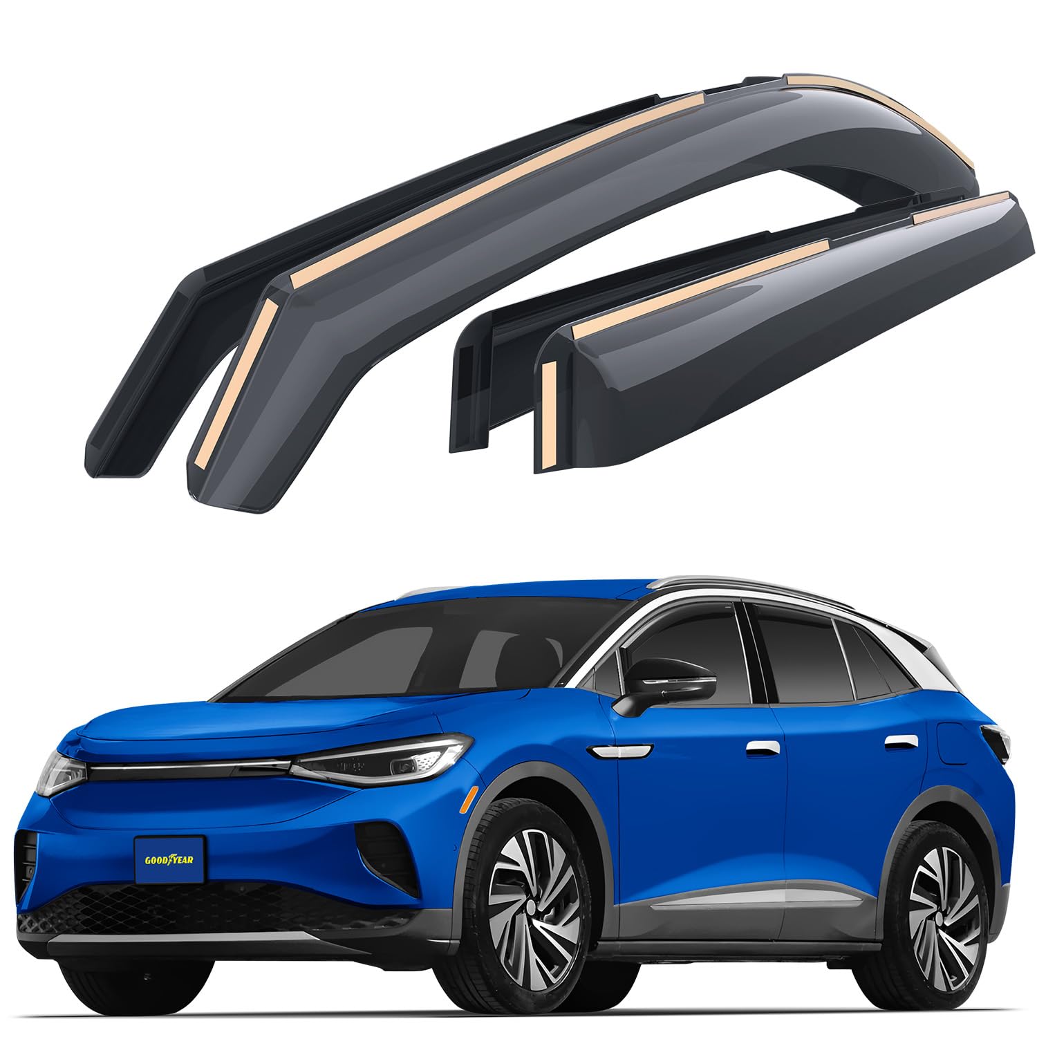 Goodyear Windabweiser für/kompatible mit Volkswagen ID.4 SUV 2021-2025 - Integrierte Regenabweiser - Autofenster Regenschutz - Ermöglichen Frischluft - Waschstraßenfest - Einfache Montage 4 Set Goodyear Windabweiser für/kompatible mit Volkswagen ID.4 SUV 2021-2025 - Integrierte Regenabweiser - Autofenster Regenschutz - Ermöglichen Frischluft - Waschstraßenfest - Einfache Montage 4 Set von Goodyear