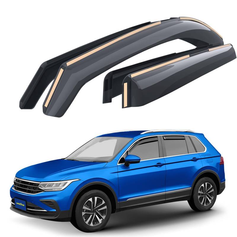 Goodyear Windabweiser für/kompatible mit Volkswagen Tiguan 2016-2025 Nicht für Allspace - Integrierte Regenabweiser - Autofenster Regenschutz - Ermöglichen Frischluft - Einfache Montage 4 Set von Goodyear